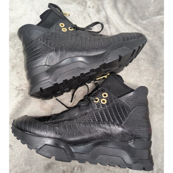 Ash Hi Top Sneaker Womens 37 Black Muse Lace Up Round Toe Crocodile Print Casual - Picture 7 of 14